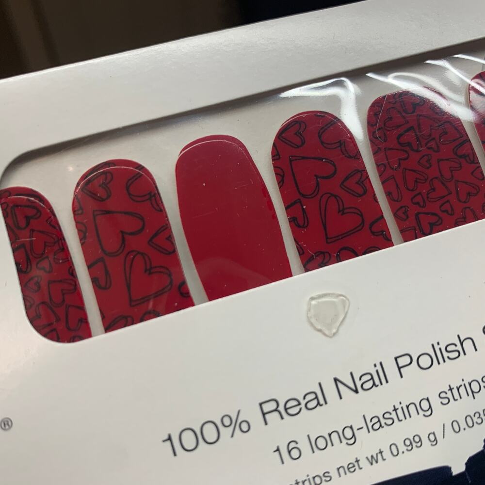 NIP Color Street PARTY HEARTY FDC193 red black hearts nail polish strips wraps